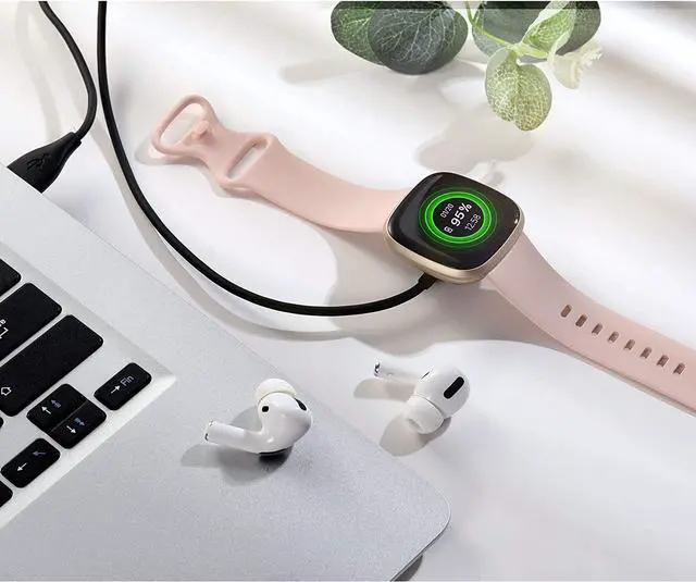 Alt view image 7 of 7 - Compatible with Fitbit Sense & Fitbit Versa 3 Charger Replacement USB Charging Cable Dock Stand for Sense 2/Sense/Versa 4/Versa 3 Smartwatch 2 Pack 3.3Ft Durable Portable Charger Dock Cord