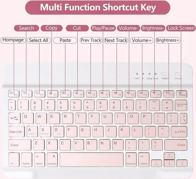 Alt view image 5 of 7 - Keyboard Case for iPad 10.2" 9th 8th 7th Generation, with Detachable Bluetooth and Pencil Holder, 10.2 Inch/iPad Air 10.5"(3rd Gen)/iPad Pro 10.5 in, Auto Sleep/Wake Function (Pink)