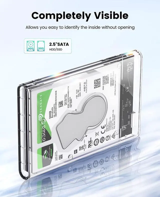 Alt view image 2 of 7 - 2.5 External Hard Drive Enclosure USB 3.0 to SATA III Tool-Free Clear Hard Disk Case for 2.5 inch 7mm 9.5mm SATA HDD SSD Max 6TB Support UASP(2139U3)