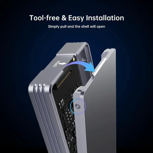 Alt view image 2 of 7 - 40Gbps M.2 NVMe SSD Enclosure, Tool Free Installation, TBU 401 for M1 M2 Pro/Max, Compatible with USB4/3.2/3.1/3.0/2.0, Support SSD Size 2280 B+M M-Key (TBU401)