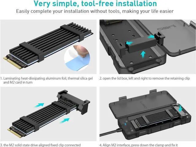Alt view image 2 of 4 - ineo M.2 NVMe (PCIe) SSD Tool-Free Enclosure to USB 3.2 Gen 2 Type C [C2575 M2 NVMe]