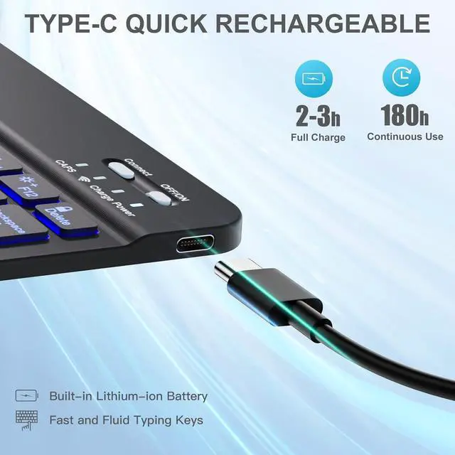 Alt view image 3 of 7 - iPad Air 11-inch M2/ 10.9 Inch Air 5th 4th Generation Case with Keyboard - Backlit Wireless Detachable, Folio Cover with Pencil Holder for iPad Air 11 2024/ Air 5 2022/ Air 4 (Black)