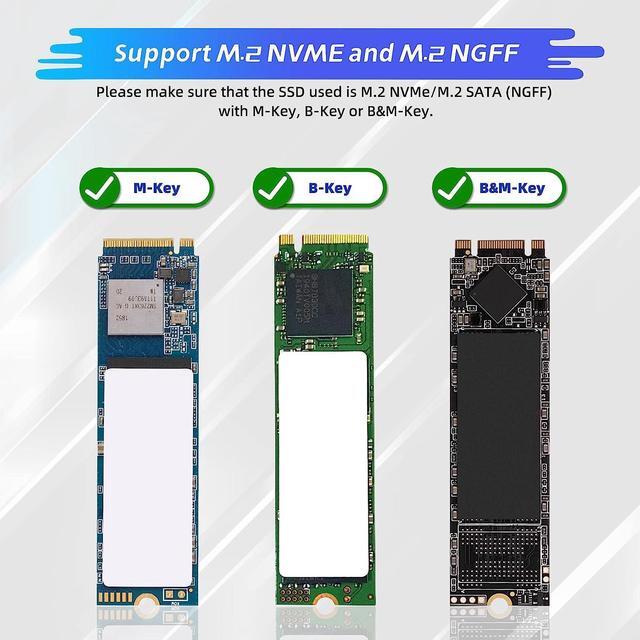 Alt view image 4 of 7 - BONAEVER M.2 to USB Adapter M.2 NVME/NGFF Hard Drive USB3.1 Gen2 10Gbps USB to NVME PCI-E Converter Reader M Key & B+M Key Support UASP for 2280 2260 2242 2230 SSD (M.2 NVME&NGFF)