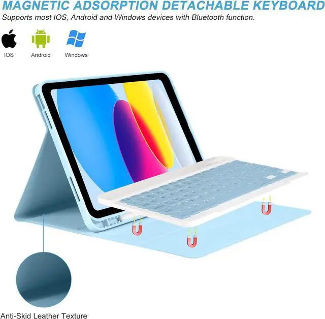 Alt view image 3 of 7 - iPad 10th Generation Case with Keyboard(10.9",2022)(Only Compatible with 10th Generation 2022)-Keyboard Case with Pencil Holder,Detachable Bluetooth Keyboard Smart Case for iPad 10.9" 10th Gen(2022)