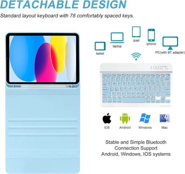 Alt view image 4 of 7 - iPad 10th Generation Case with Keyboard(10.9",2022)(Only Compatible with 10th Generation 2022)-Keyboard Case with Pencil Holder,Detachable Bluetooth Keyboard Smart Case for iPad 10.9" 10th Gen(2022)