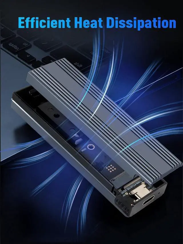 Alt view image 4 of 7 - M.2 NVMe SSD Enclosure, V  Tool-Free USB C External NVMe SSD Enclosure, M.2 NVMe to USB Adapter, USB 3.2 Gen2 (10Gbps) Supports UASP, Trim, M-Key(B+M Key) and Size in 2230/2242 /2260/2280 SSDs