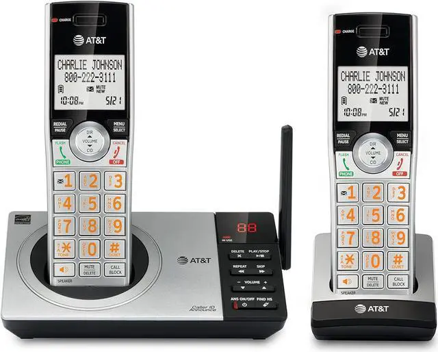 Alt view image 2 of 7 - CL82207 DECT 6.0 2-Handset Cordless Phone for Home with Answering Machine, Call Blocking, Caller ID Announcer, Intercom and Unsurpassed Range, Silver