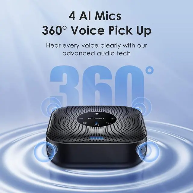 Alt view image 2 of 7 - Conference Speakerphone M0 Plus, 4 AI Mics 360° Voice Pickup, Noise Reduction, USB C Speaker, Bluetooth Conference Speaker for 8 People w/Daisy Chain for 16 Compatible with Leading Software