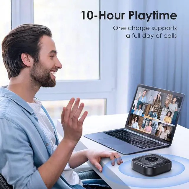 Alt view image 6 of 7 - Conference Speakerphone M0 Plus, 4 AI Mics 360° Voice Pickup, Noise Reduction, USB C Speaker, Bluetooth Conference Speaker for 8 People w/Daisy Chain for 16 Compatible with Leading Software