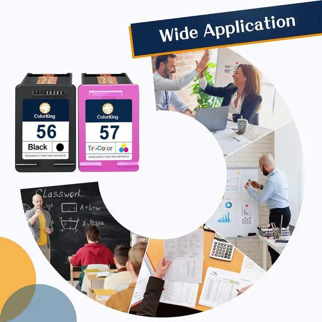 Alt view image 7 of 7 - ColorKing Remanufactured Ink Cartridges Replacement  Ink 56 57 Combo Pack for Deskjet 5550 5650 5150 Photosmart 7350 7260 7450 7550 7660 7760 7960 PSC 2210 Printer2 Pack, 1 Black 1 Color