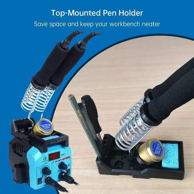 Alt view image 5 of 7 - Pyrography Pen 2-IN-1 Wood Burning Kit 101-IN-1,200~480°C (withTemp Display)/Wire-Nib 250~750°C Temp adjustable with 20 Nibs,53 Solid Points,12 Stencils and 15 Wood Chip(Christmas gift