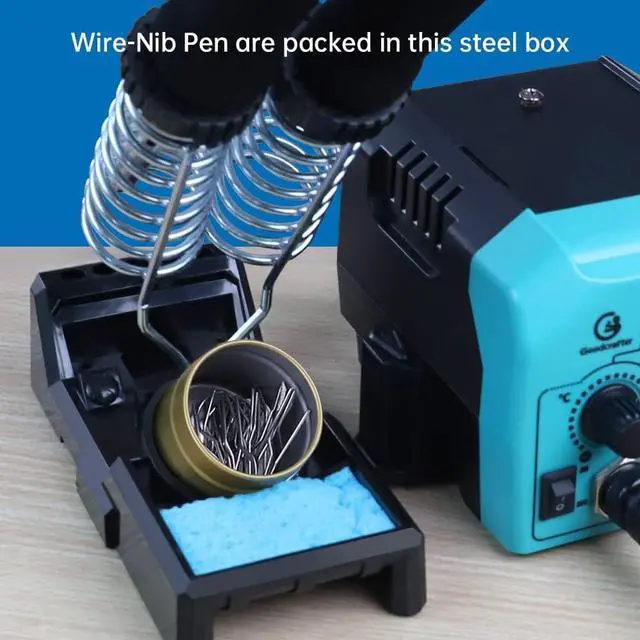 Alt view image 7 of 7 - Pyrography Pen 2-IN-1 Wood Burning Kit 101-IN-1,200~480°C (withTemp Display)/Wire-Nib 250~750°C Temp adjustable with 20 Nibs,53 Solid Points,12 Stencils and 15 Wood Chip(Christmas gift