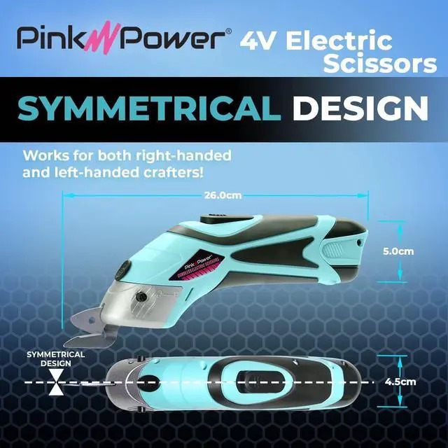 Alt view image 3 of 7 - Electric Fabric Scissors for Crafts, Sewing, Cardboard, Carpet & Scrapbooking - Heavy Duty Cutting Tool, Automatic Cordless Electric Scissors Fabric Cutter & Rotary Cutter Set (Aqua Splash)