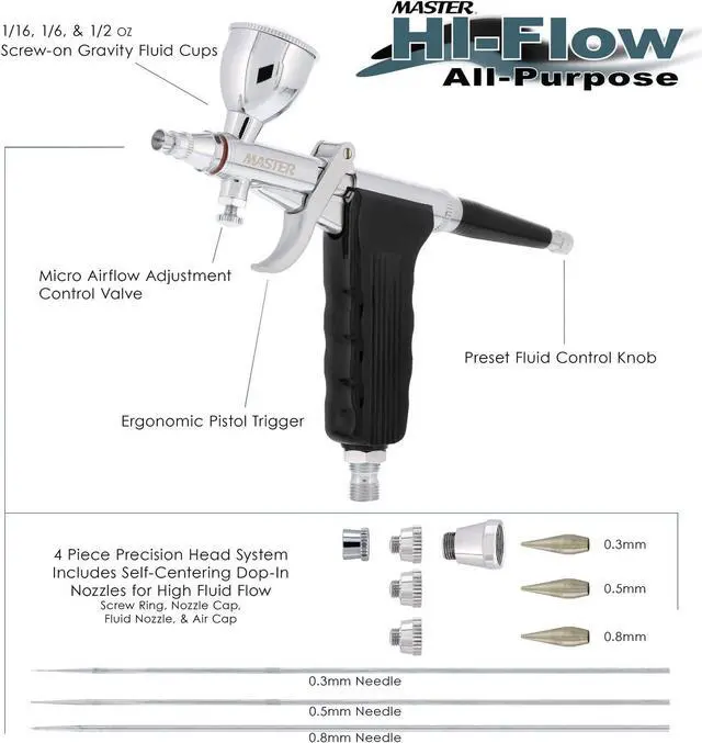 Alt view image 2 of 7 - Airbrush Model G79 All-Purpose Precision Fixed Dual-Action Trigger Style