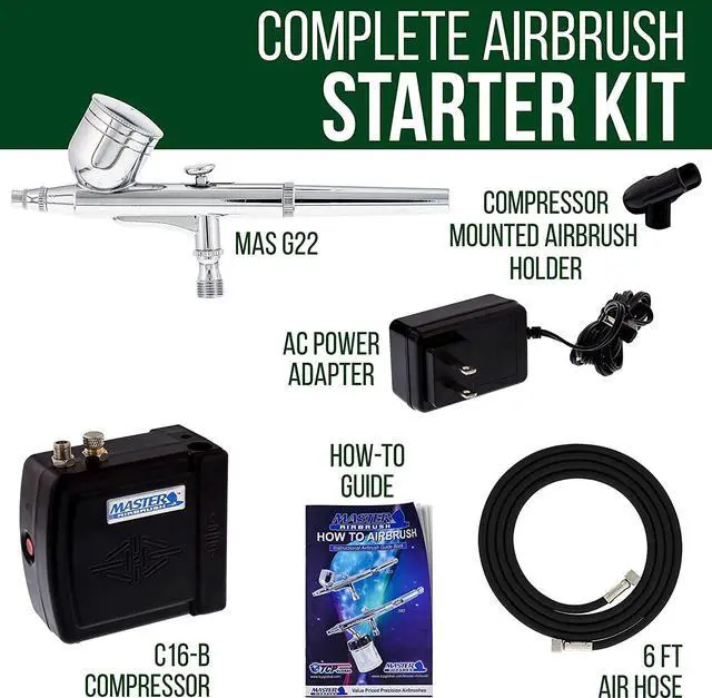 Alt view image 2 of 6 - Airbrush Multi-Purpose Airbrushing System Kit with Portable Mini Air Compressor - Gravity Feed Dual-Action Airbrush, Hose, How-To-Airbrush Guide Booklet - Hobby, Craft, Cake Decorating, Tattoo