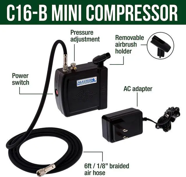 Alt view image 4 of 6 - Airbrush Multi-Purpose Airbrushing System Kit with Portable Mini Air Compressor - Gravity Feed Dual-Action Airbrush, Hose, How-To-Airbrush Guide Booklet - Hobby, Craft, Cake Decorating, Tattoo