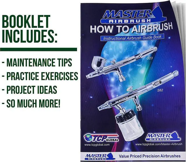 Alt view image 5 of 6 - Airbrush Multi-Purpose Airbrushing System Kit with Portable Mini Air Compressor - Gravity Feed Dual-Action Airbrush, Hose, How-To-Airbrush Guide Booklet - Hobby, Craft, Cake Decorating, Tattoo