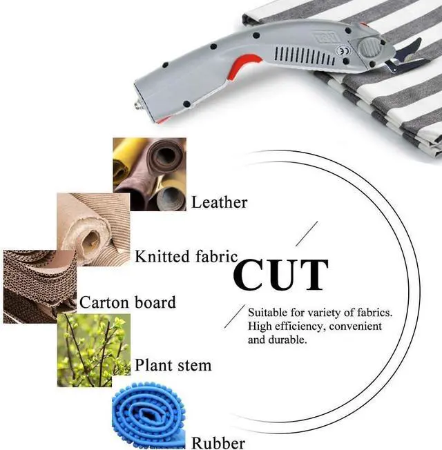 Alt view image 6 of 6 - Wbt-1 Electric Fabric Scissors Cordless Fabric Shears Rechargeable Cloth Cutter for Carpet/Leather/Rubber/Paperboard (1 Battery & A Blade)