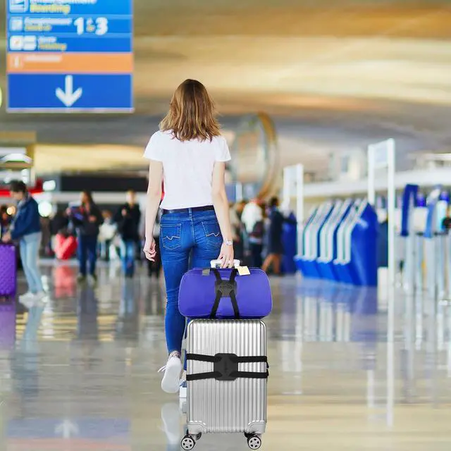 Alt view image 2 of 5 - Luggage Straps Bag Bungee Luggage Straps Suitcase Adjustable BeltAdd a Bag Easy to Travel Suitcase Elastic Strap Belt (Black)