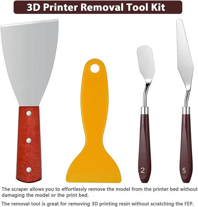 Alt view image 4 of 7 - 25 Pcs 3D Printer Tools Kit 3D Printing Accessories Include 2 Wire Brush 1 Putty Knife 1 Plastic Shovel 5 Diamond Files 2 Tweezer 10 Needles 1 Plier 1 Funnel 2 Scraper for Cleaning Removing Finishing