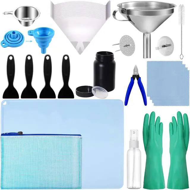 Main image of LCD 3D Printer Accessories Resin Tool Kit Includes Stainless Steel Funnel, Resin Filter, Silicone Pad, Photosensitive Resin Bottle, Basic Tools for SLA/DLP Printing