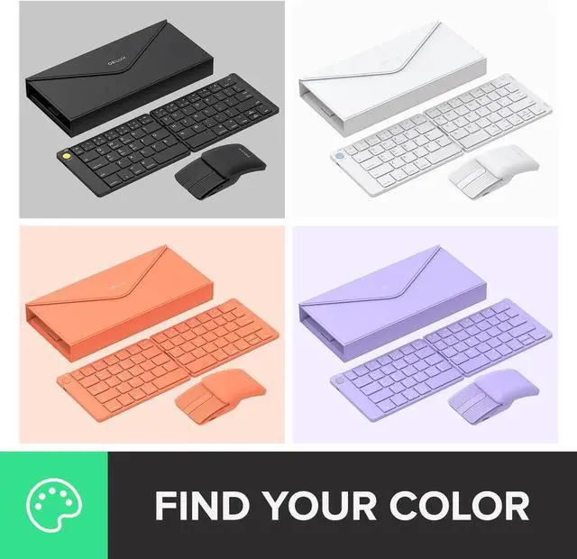 Alt view image 5 of 7 - DELUX Wireless Keyboard Mouse Combo with Protective Case, Foldable Bluetooth Keyboard, 2-in-1 Sliding Mouse with Remote Clicker and Pointer