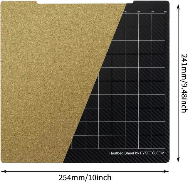Alt view image 4 of 5 - FYSETC Prusa Build Plate MK52 MK3S+ MK4 Spring Steel Surface: Textured PEI - PET-CF Double-Sided Flexible PEI Sheet 253.8x241mm Hot Bed Cover for Filament PLA ABS for MK2 MK2.5 MK3 MK3S 3D Printer