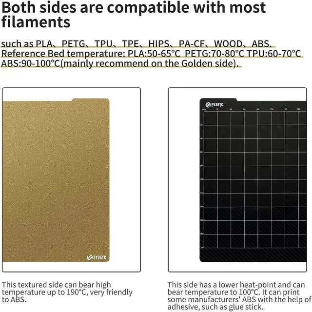 Alt view image 5 of 5 - FYSETC Prusa Build Plate MK52 MK3S+ MK4 Spring Steel Surface: Textured PEI - PET-CF Double-Sided Flexible PEI Sheet 253.8x241mm Hot Bed Cover for Filament PLA ABS for MK2 MK2.5 MK3 MK3S 3D Printer