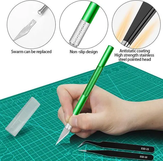 Alt view image 5 of 7 - Miluosong 25pcs Precision Hobby Craft Set 3D Printer Tool Box with Exacto Knife,hand File,Deburring Tool, Carving Knife Suitable for sanding, carving, modeling, cutting, scraping