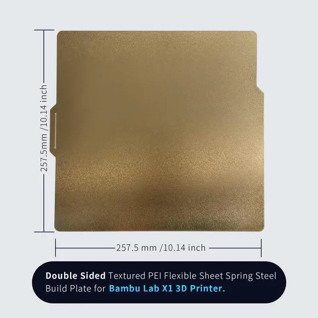 Alt view image 6 of 6 - Double Sided for Bambu Lab X1/X1C/X1E/P1P/P1S/A1 Build Plate PEI Sheet Heated Bed Spring Steel Flexible Platform 257.5x257.5 mm Textured Board for 3D Printer