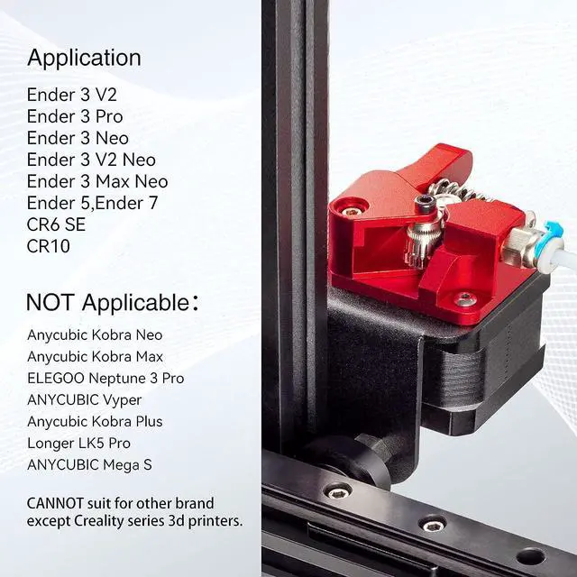 Alt view image 6 of 7 - Redrex Dual Gear Ender 3 Extruder with Two Washers Metal Drive Feeder Upgrade Kit Compatible with Creality Ender 3 V2 Pro,Ender 3 Neo Series,CR10 3D Printer TPU Filament Supported(Motor Shaft>20mm)