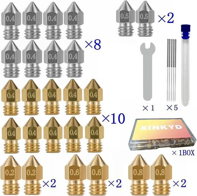 Alt view image 7 of 7 - 32PCS Nozzles 3D Printer nozzles Mk8 Nozzle, Stainless Steel, Brass,Compatible with Ender 3/Ender 3 Pro Nozzle/Ender 3 Neo/Ender 3 Max/Ender 5 Pro/,/Ender 3 Neo/CR 10..., Welcome to consult