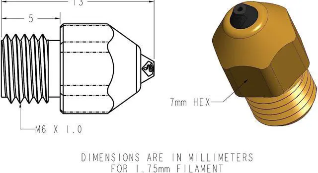 Alt view image 3 of 7 - Diamondback Nozzles  MK8 Compatible  Polycrystalline Solid Diamond Tip 3D Printer Nozzles, Improved Extrusion, Any Filament, Long Life, Wear Resistant, Layer Adhesion, USA Made (0.4mm)