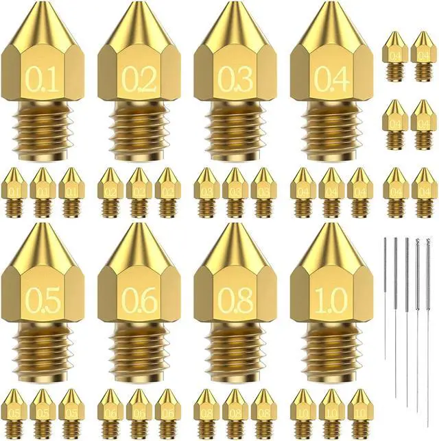Main image of 31PCS MK8 3D Printer Nozzles Extruder for Ender 3, 0.4mm 0.1 0.2 0.3 0.5 0.6 0.8 1.0mm Nozzles with Cleaning Kit for Ender 3 V2/Pro (1.75mm Filament)