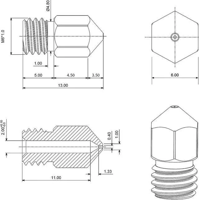 Alt view image 3 of 7 - 31PCS MK8 3D Printer Nozzles Extruder for Ender 3, 0.4mm 0.1 0.2 0.3 0.5 0.6 0.8 1.0mm Nozzles with Cleaning Kit for Ender 3 V2/Pro (1.75mm Filament)