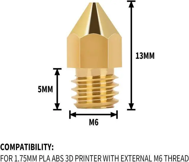 Alt view image 2 of 3 - 30PCS 0.6mm 3D Printer Extruder Nozzles for Anet A8 Makerbot MK8 Creality CR-10 S4 S5 Ender 3 3Pro 5