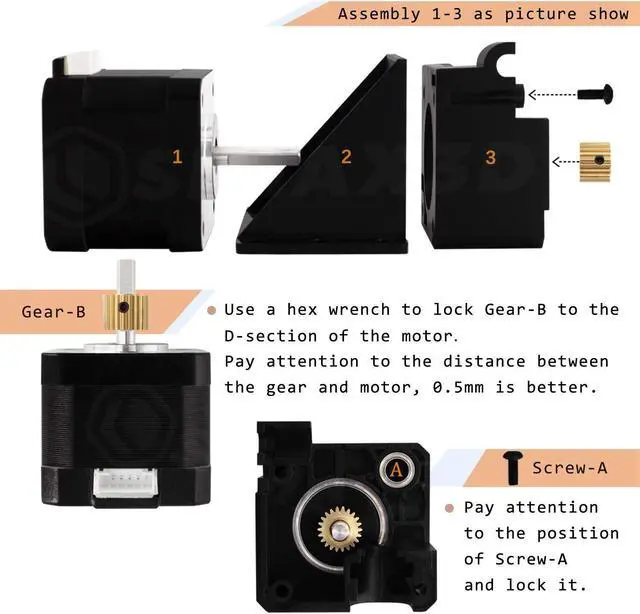 Alt view image 4 of 6 - Titan Extruder Parts 3D Printer Stock Feeder Compatible with ANYCUBIC Mega S X Series,CR10,Ender 3 Series DIY 3D Printer, ED3 V6 Hotend J-Head Bowden Mounting Bracket 1.75mm PLA Filament