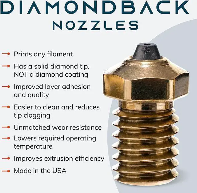 Alt view image 4 of 7 - Diamondback Nozzles  V6 Compatible  Polycrystalline Solid Diamond Tip 3D Printer Nozzles, Improved Extrusion, Any Filament, Long Life, Wear Resistant, Layer Adhesion, USA Made (1.75mm x 0.4mm)