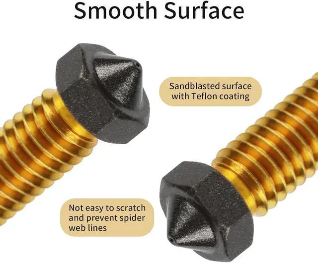 Alt view image 3 of 7 - IdeaFormer-3D 10Pcs Volcano PTFE Nozzles 0.4/0.6/0.8/1.0 Hotend Extruder PTFE Volcano Nozzle for Artillery Genius, Sidewinder X1, X2, for Anycubic Vyper, Kobra Plus/Max, for Flsun V400/Super Racer
