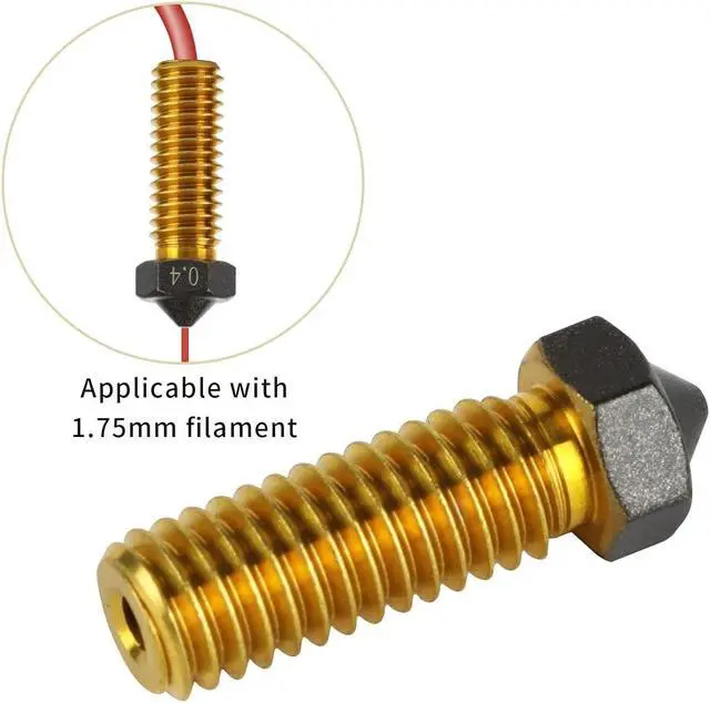 Alt view image 4 of 7 - IdeaFormer-3D 10Pcs Volcano PTFE Nozzles 0.4/0.6/0.8/1.0 Hotend Extruder PTFE Volcano Nozzle for Artillery Genius, Sidewinder X1, X2, for Anycubic Vyper, Kobra Plus/Max, for Flsun V400/Super Racer