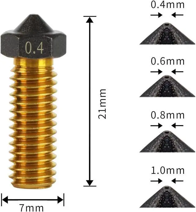 Alt view image 5 of 7 - IdeaFormer-3D 10Pcs Volcano PTFE Nozzles 0.4/0.6/0.8/1.0 Hotend Extruder PTFE Volcano Nozzle for Artillery Genius, Sidewinder X1, X2, for Anycubic Vyper, Kobra Plus/Max, for Flsun V400/Super Racer