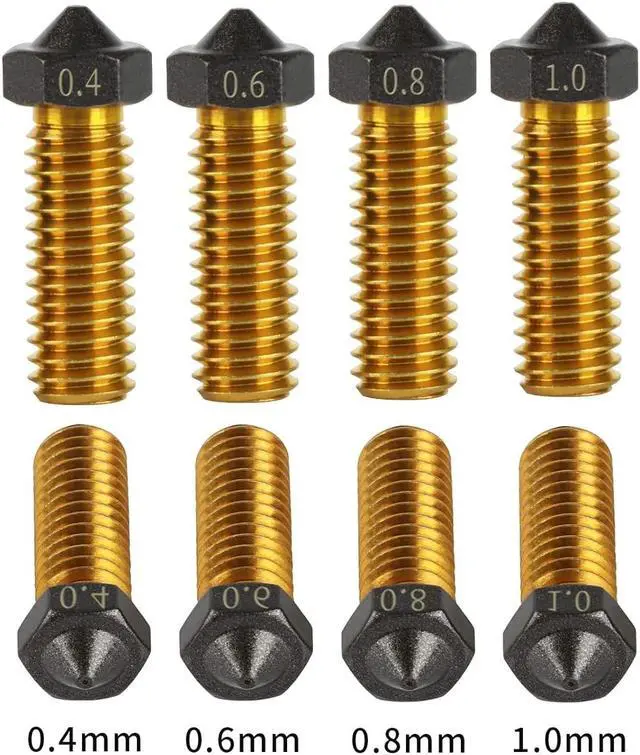 Alt view image 6 of 7 - IdeaFormer-3D 10Pcs Volcano PTFE Nozzles 0.4/0.6/0.8/1.0 Hotend Extruder PTFE Volcano Nozzle for Artillery Genius, Sidewinder X1, X2, for Anycubic Vyper, Kobra Plus/Max, for Flsun V400/Super Racer