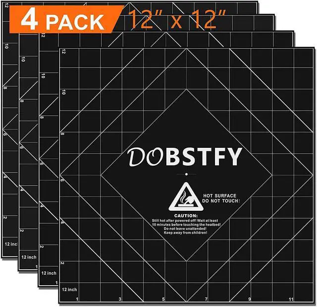 Main image of DOBSTFY 3D Printing Build Surface,with Premium Adhesive 3D Printer Heat Bed Platform Sticker Sheet,for Ender 3 Max Neo/CR 3040 Pro/CR 10 V3/CR 10S Pro V2/Ender 3 S1 Plus/4Pack 12x12inch(305mmx305mm)