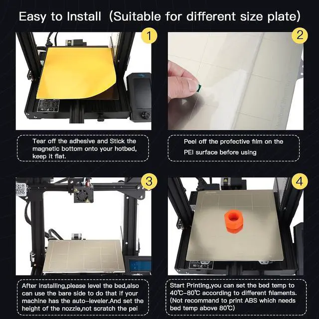 Alt view image 5 of 7 - FYSETC Flsn QQ-S Build System 265mm/ 10.4 inch Diameter 3 in 1 Round PEI Sheet Flexible Steel Platform+Sticker Base with Adhesive Heated Bed Cover for Flsn QQ,QQ-S,QQ-S-Pro 3D Printer