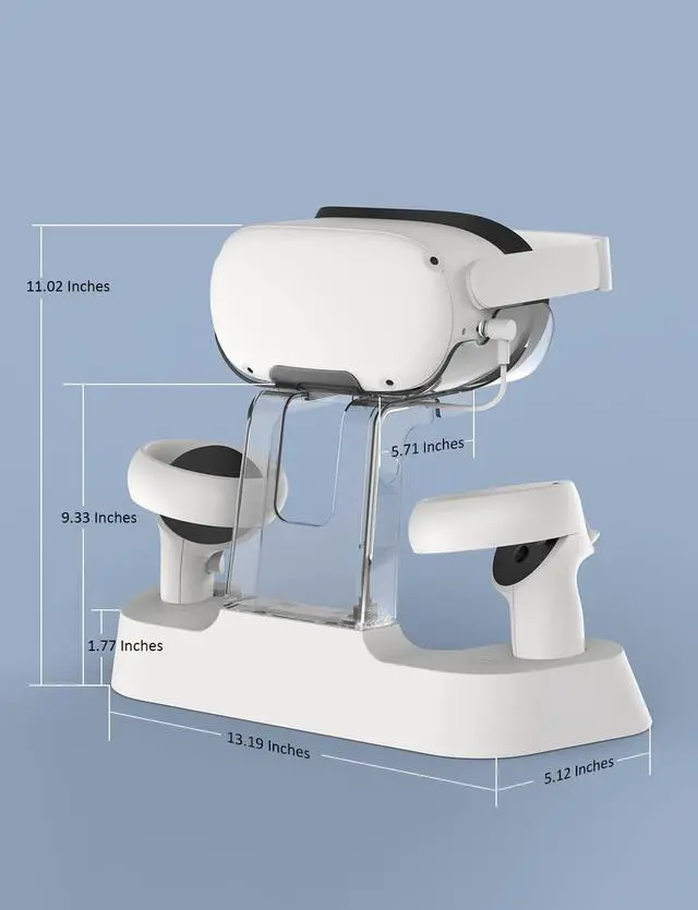 Alt view image 7 of 7 - NexiGo Enhanced Charging Dock with LED Light for Oculus Quest 2, [Support Elite Strap], Headset Display Holder and Controller Mount, 2 Rechargeable Batteries, Magnetic Cable
