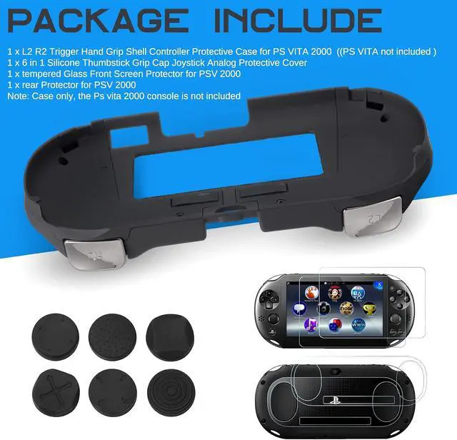 Alt view image 3 of 6 - Hand Grip Handle Joypad Protective Case with L2 R2 Trigger Button Grip Shell Controller Protective Case for PS Vita 2000 PSV 2000 PS Vita Slim.