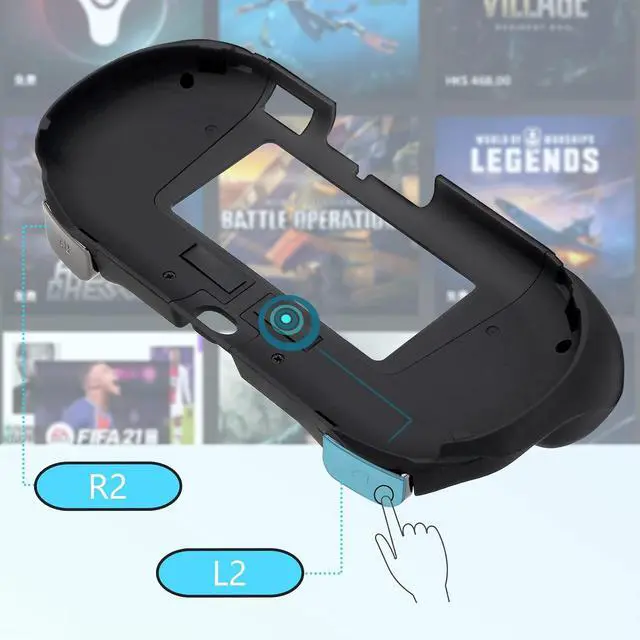 Alt view image 4 of 6 - Hand Grip Handle Joypad Protective Case with L2 R2 Trigger Button Grip Shell Controller Protective Case for PS Vita 2000 PSV 2000 PS Vita Slim.