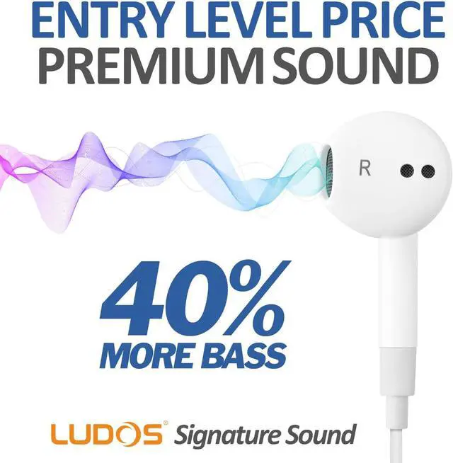 Alt view image 2 of 7 - FEROX Wired Earbuds in-Ear Headphones 5 Year Warranty Earphones with Microphone Noise Isolation Corded for 3.5mm Jack Ear Buds for iPhone Samsung Computer Laptop Kids School Students