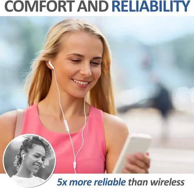 Alt view image 7 of 7 - FEROX Wired Earbuds in-Ear Headphones 5 Year Warranty Earphones with Microphone Noise Isolation Corded for 3.5mm Jack Ear Buds for iPhone Samsung Computer Laptop Kids School Students