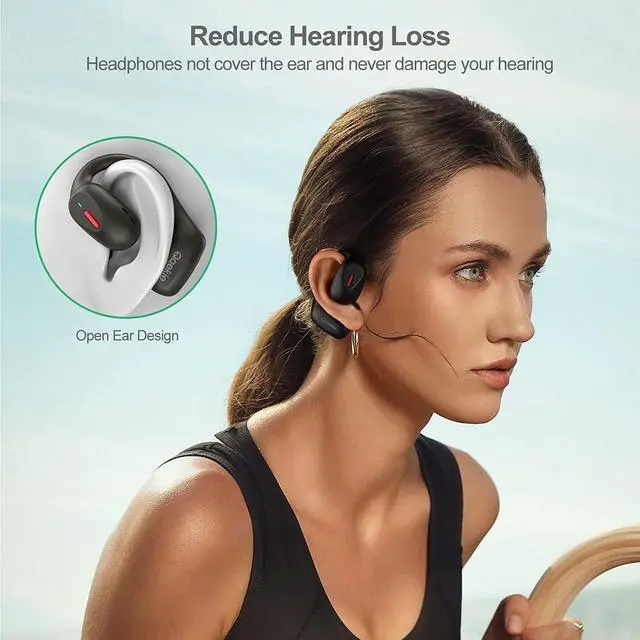 Alt view image 3 of 7 - Qaekie Open Ear Headphones - Bluetooth 5.3 Wireless Headphones with Mic for iPhone & Android, Open Ear Wireless Earbuds Immersive Superior Sound, 40hrs Playtime Waterproof Sport Earbuds for Running